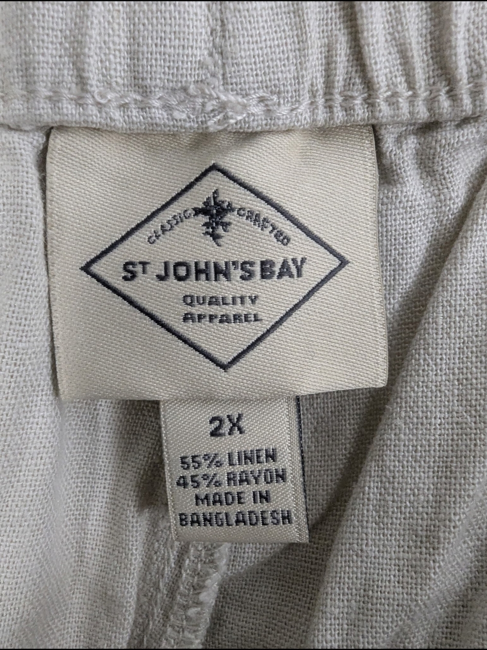 St. John's Bay Neutral Linen Blend Top - Cream - Picture 3 of 5